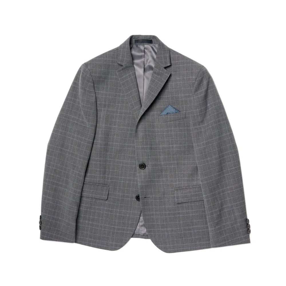 Lauren Ralph Lauren‎ Boys Husky Plaid Classic Sport Blazer Coat Gray - Size 14H
